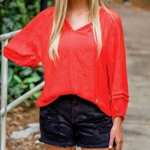 Skies are Blue, Love All Day Blouse, size Small, Red